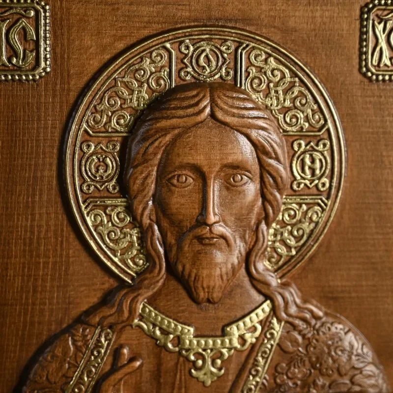 Vintage religious 35cm orthodox icon jesus statue holy saint plaque ornaments church interior home wall decor