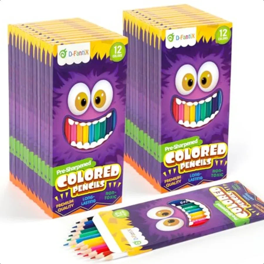 Dfantix 24 packs colored pencils bulk 288 count presharpened coloring set back to school gifts for students elementary