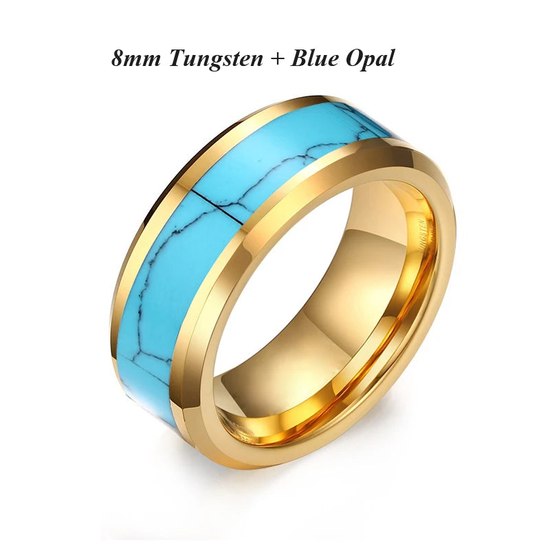 Designer high quality koa wood meteorolite 18k rose gold plated tungsten jewelry wedding band fashion rings for men