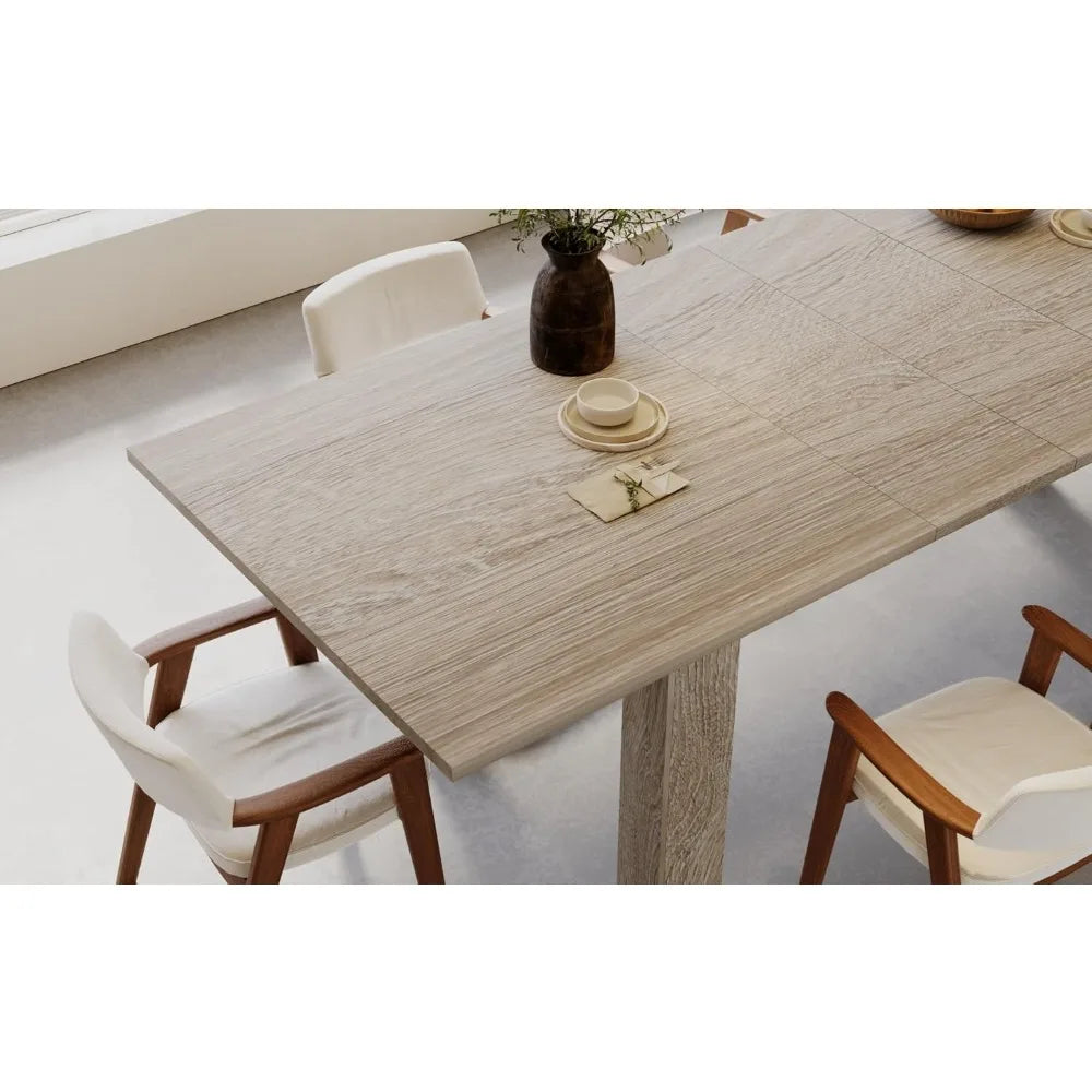 Rectangular oak wood dining table for 6-8 large home kitchen - united states / oak