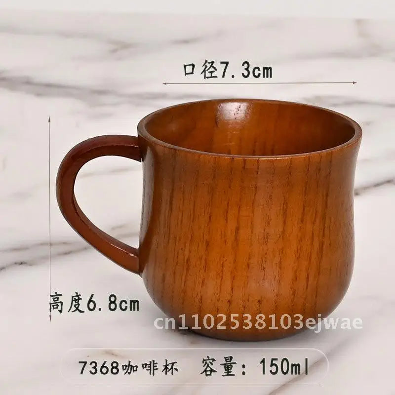 Factory in stock creative large cup round solid wood tea universal insulation wooden price discount - 7368 cup150 500m