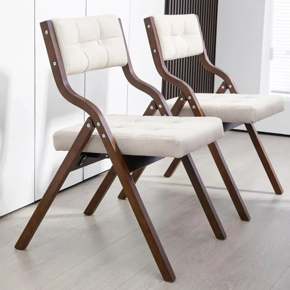 Folding chairs with cushion wooden padded 2 pack portable and assembled dining chair for guests