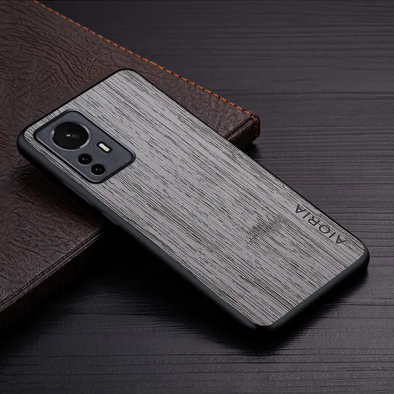 Case for xiaomi mi 12 pro 12x 12t 12s ultra lite 5g funda bamboo wood pattern leather luxury coque xiaomi case cover