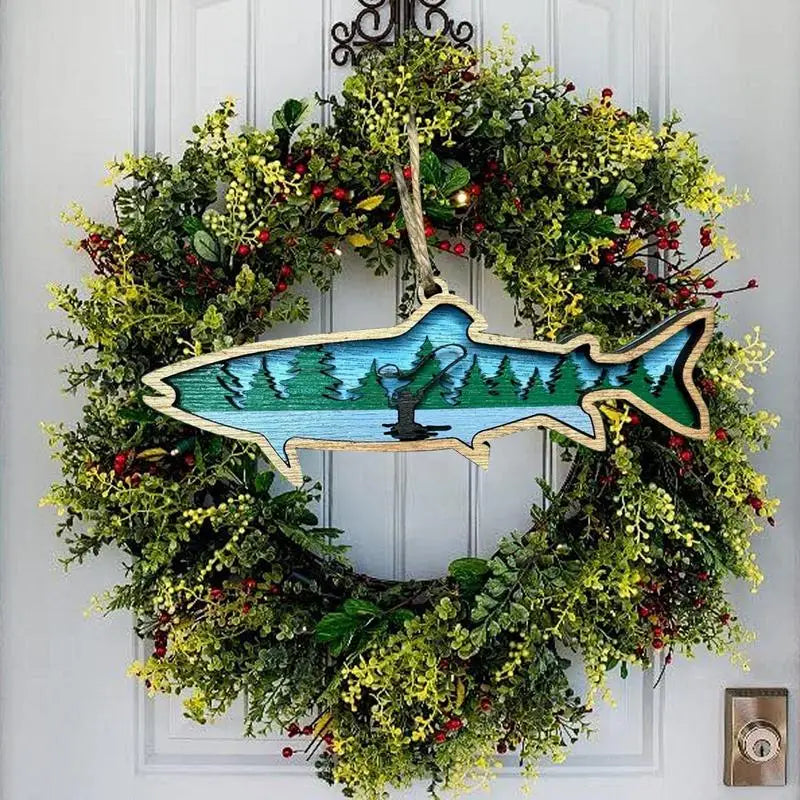 Fish decoration for wall wooden 3d art sculpture home ornaments countryside cottage living