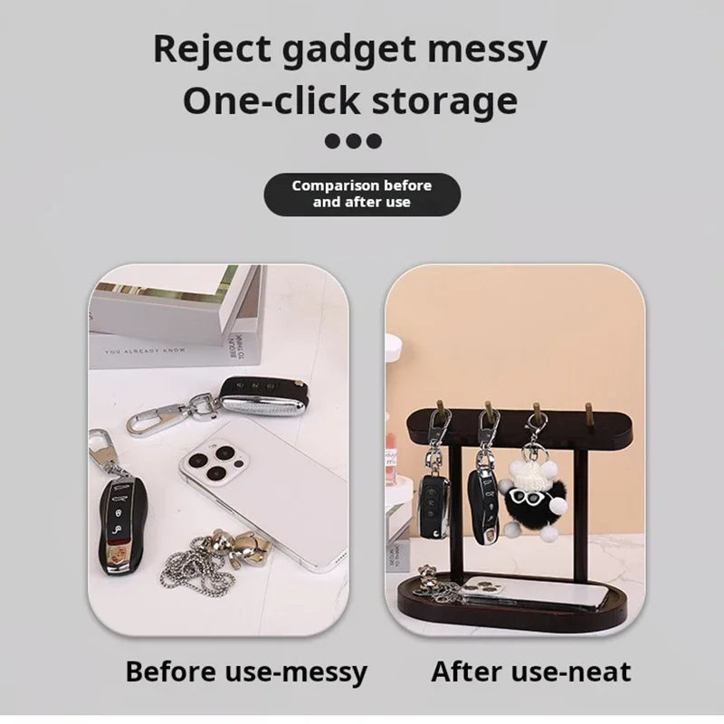 1pcs wooden storage rack key holder solid wood tabletop decorative can hold jewelry creative items