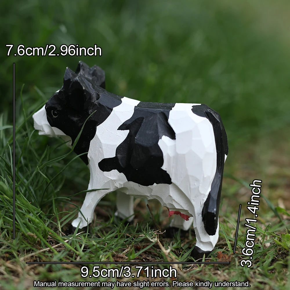 Handcrafted wood carving home decorations desk accessories room decor handmade cow statue hand-carved realistic - cow