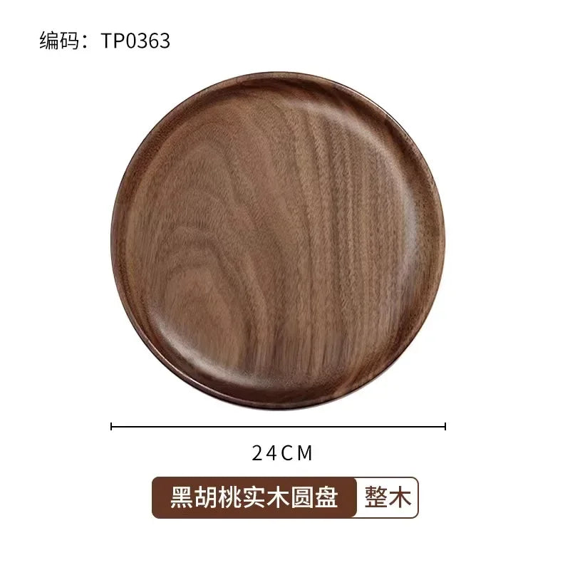 Wooden food tray walnut tea deluxe serving home tableware storage accessories coffee dessert snack - b 24x24x2cm