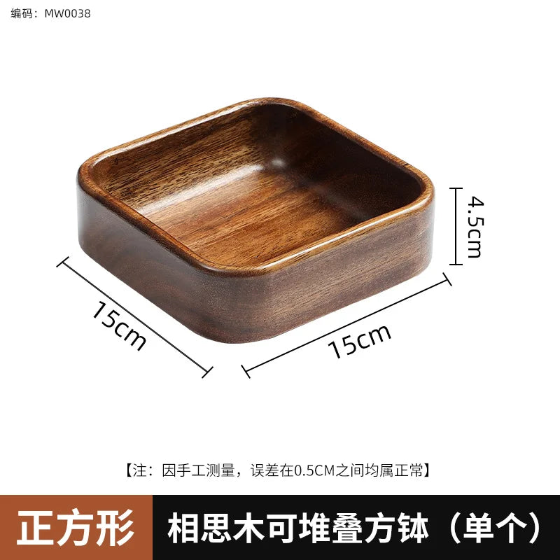 Solid wood tray acacia premium kung fu tea small fruit snacks nuts dessert plate desktop storage tableware - c