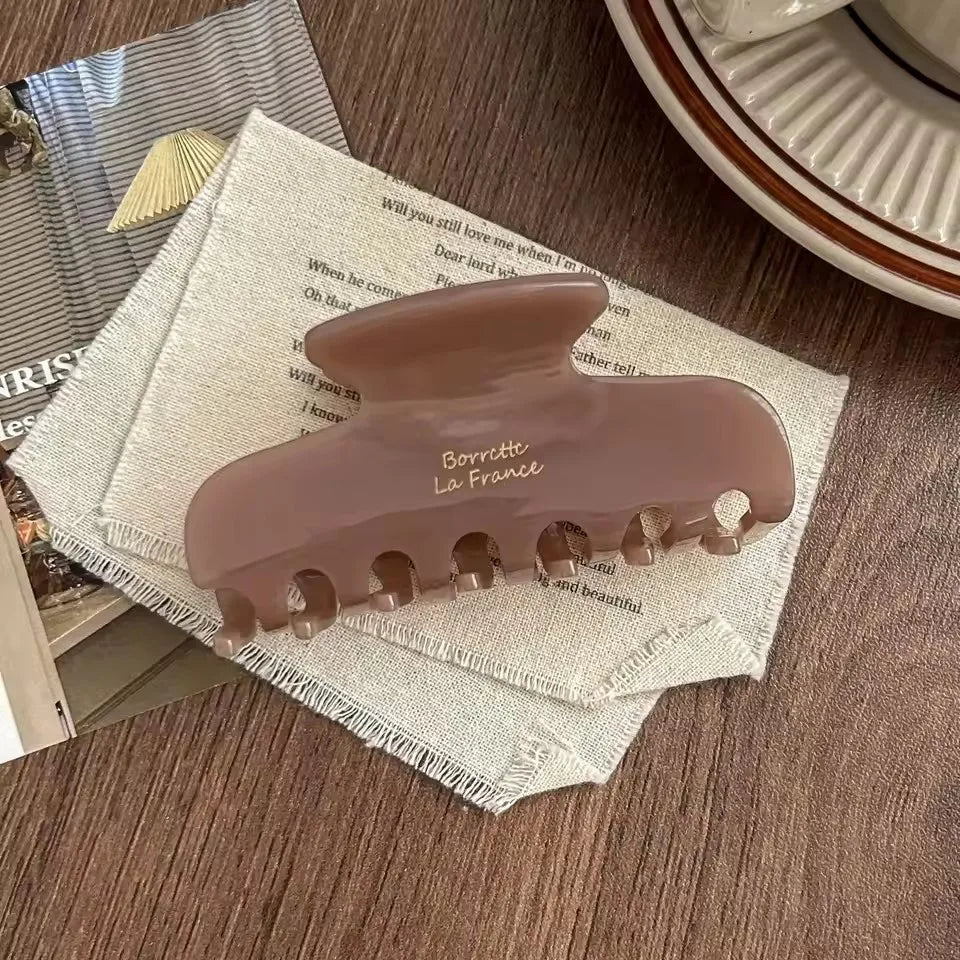 1pc elegant vintage french hair clip two-tone with wood grain & marbled design perfect for casual daily dressing cute