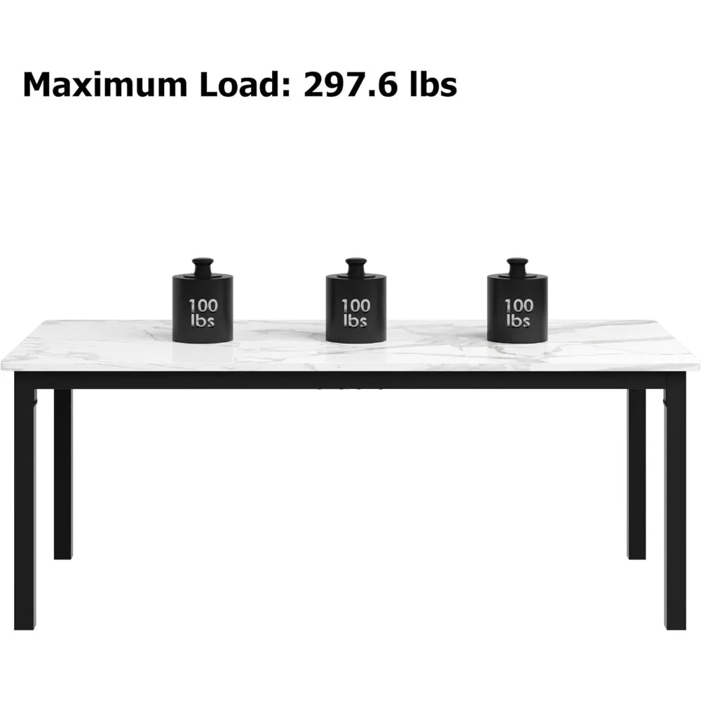 Industrial 70.8’’ dining table for 6 wooden long dinner with mortise tenon sturdy kitchen - united states / white faux