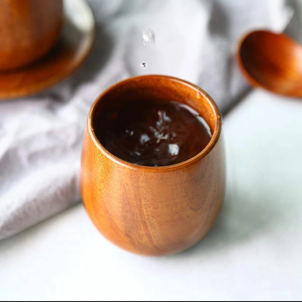 Abre-solid wooden tea cup solid mug for hot drinks ideal coffee juice and milk - as shown / <50ml