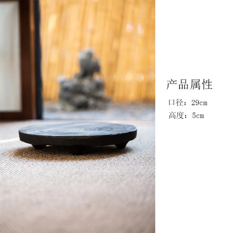 Wabi sabi style solid wood carbonized tatami tea tray dessert candy coffee storage board teapot trivets dishes