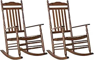 Patio rocking chairs furniture white wooden outdoor rockers set of 2 porch for audlt indoor outside balcony garden