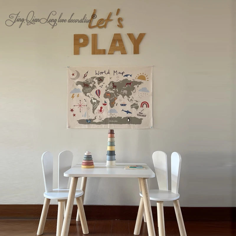 Custom let’s play-wall lettering wooden nursery sign playroom decor bedroom art