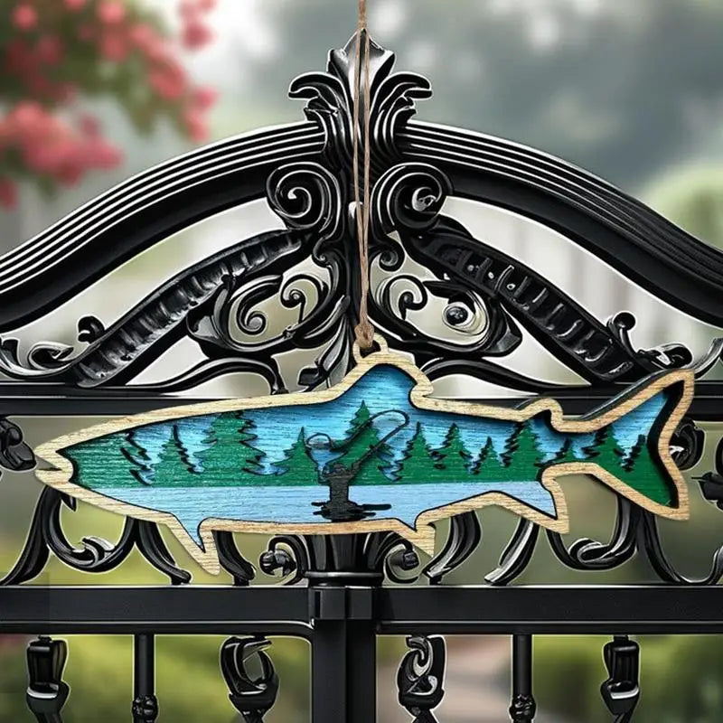 Fish decoration for wall wooden 3d art sculpture home ornaments countryside cottage living