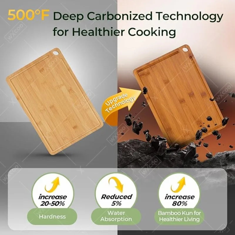 3pcs bamboo cutting board durable wood boards for kitchen chopping solid non-slip cut vegetable fruit