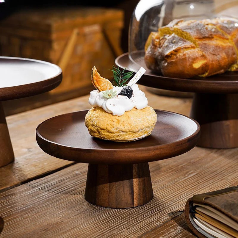 Japanese acacia tall cake plate wedding dessert table display stand home furnishings fruit snacks wooden tray