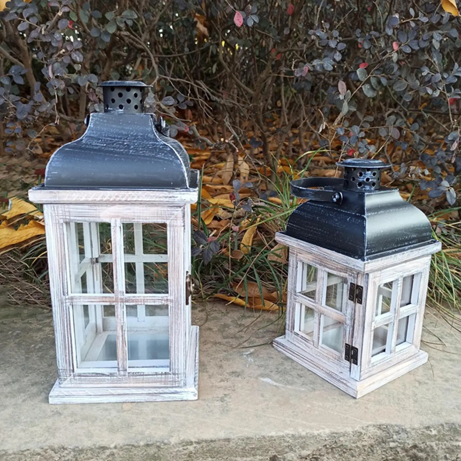 Traditional wooden lanterns candle holder wedding centerpiece white wind lantern - 28x13x13cm