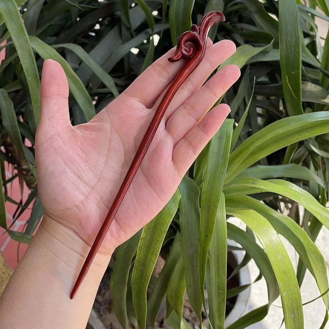 Chinese retro style peach wood handmade carved hairpin hollow out hair stick women styling tools accessories - united