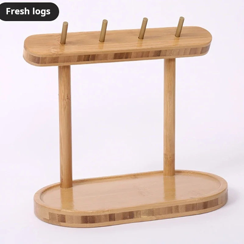 1pcs wooden storage rack key holder solid wood tabletop decorative can hold jewelry creative items - united states