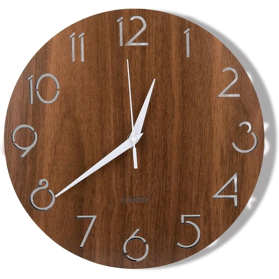 12 inch wooden wall clock cutout numbers design rtic country style clocks silent nonticking decor for home living room