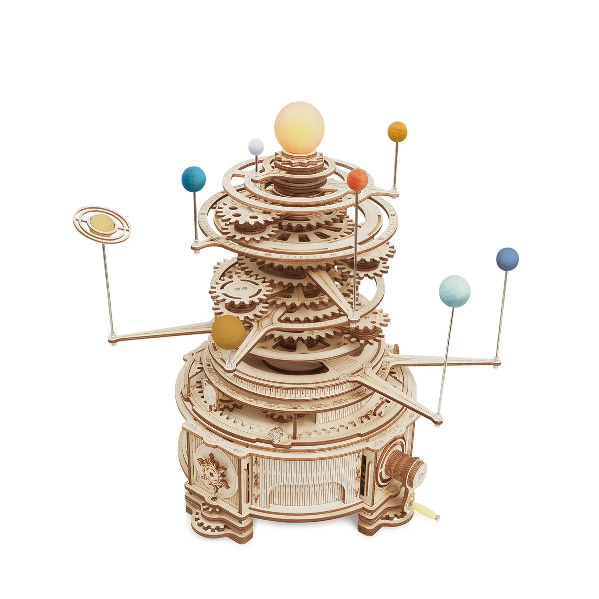 Robotime rokr 316pcs rotatable mechanical orrery diy wooden model building block kits assembly toy gift for children