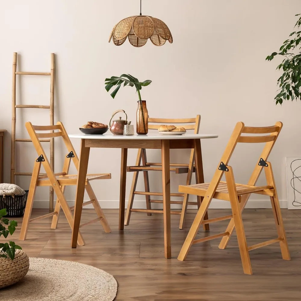 4 pack wood folding chairs with comfortable curved backs portable and durable wooden for indoor & outdoor pati - united