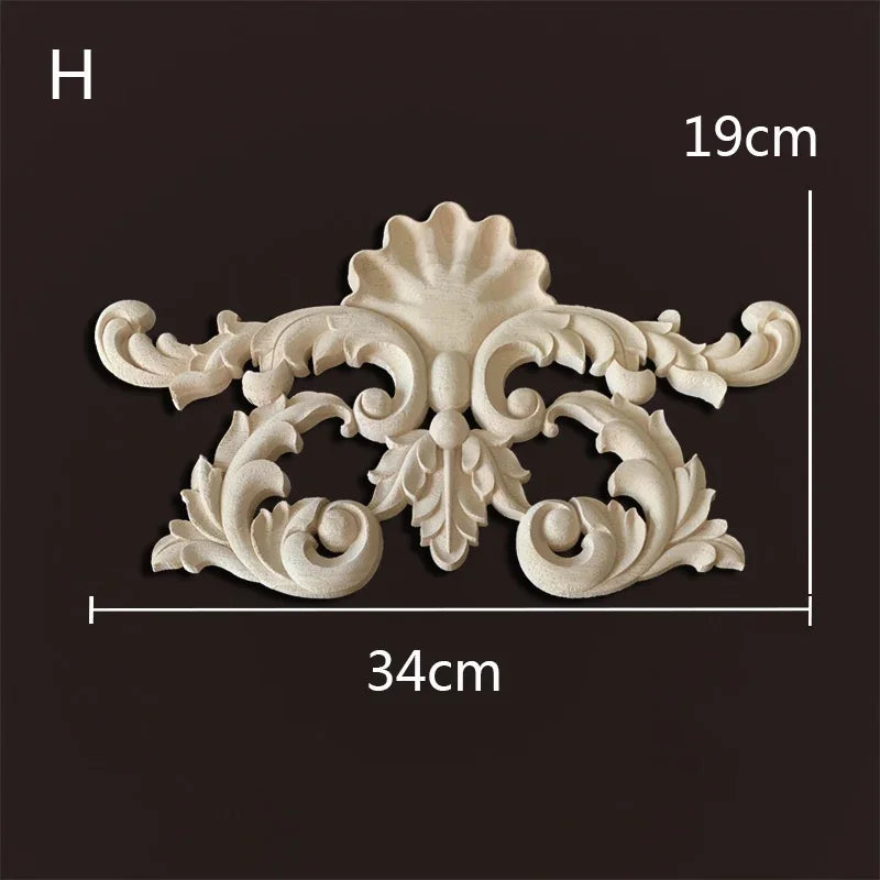 Europe wood appliques molding decals for furniture home decor carving onlays flower background wall decoration