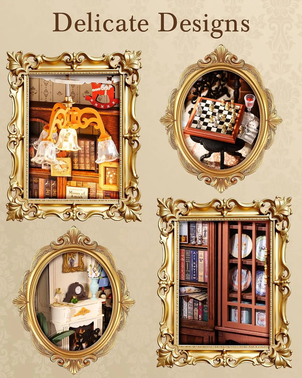 Robotime rolife catherine’s living room diy miniature house kit wooden dollhouse model building with led and furniture