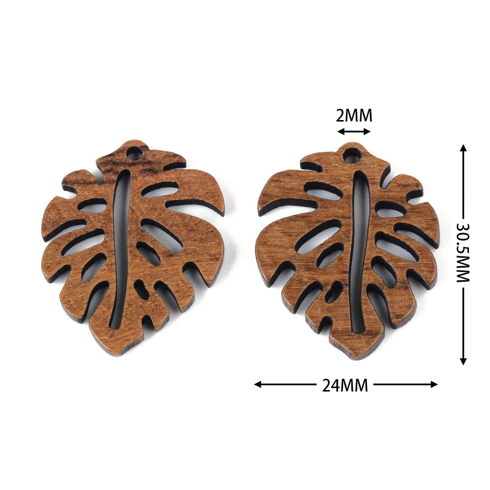 6pc/lot fish/flower shape wood pendant resin plate pendants jewelry accessory handmade connector diy earring component