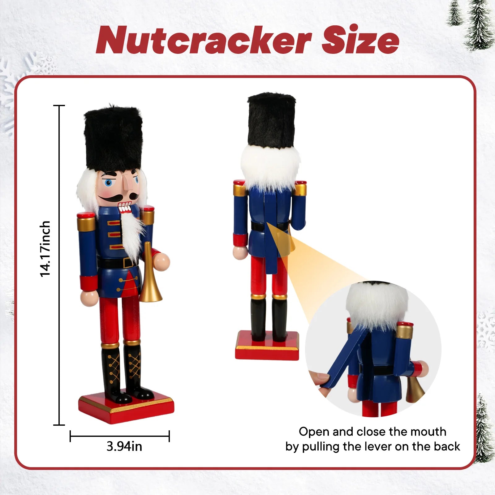 Nutcracker soldier doll wooden christmas puppet for holiday decor creative craft gift home office desktop ornament xm