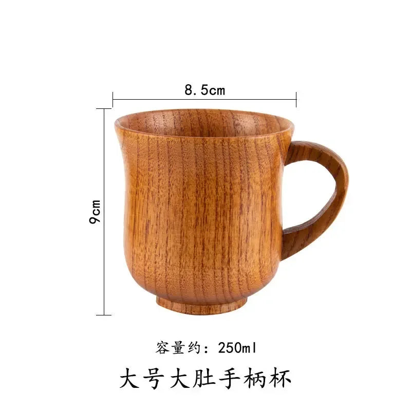 Wooden big belly cups handmade jujube wood handle beer tea coffee milk water cup kitchen bar drinkware for 1pc - large