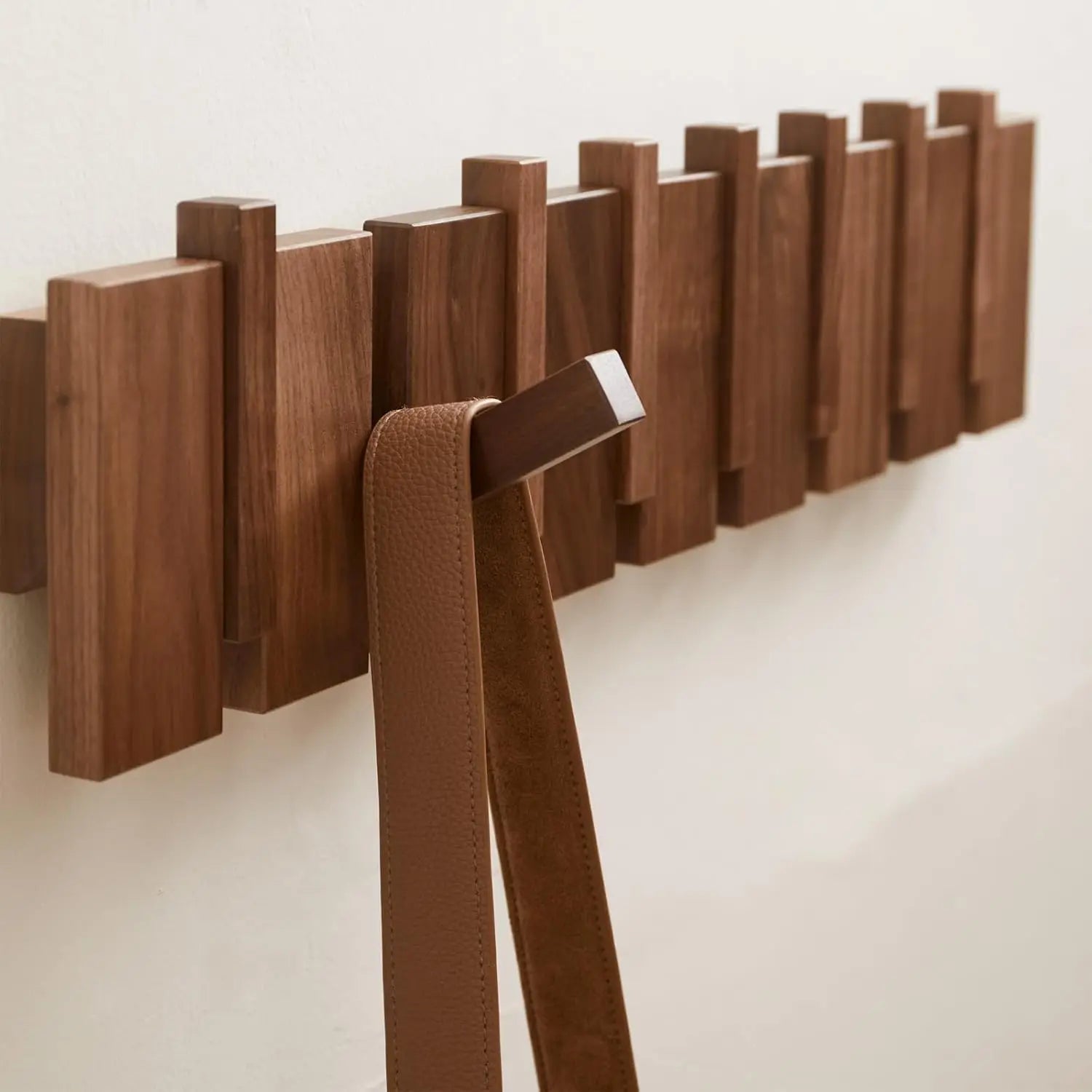 Wood coat rack wall mount hanger keys beech walnut door hook hat organizer porch entry home decor