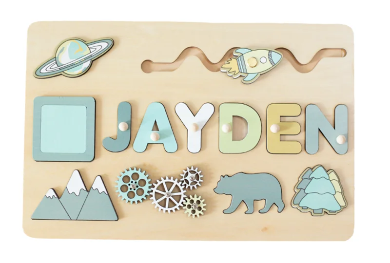 Personalized custom first name wooden puzzle educational toys for toddlers early learning gifts kids baby toy boy &girl