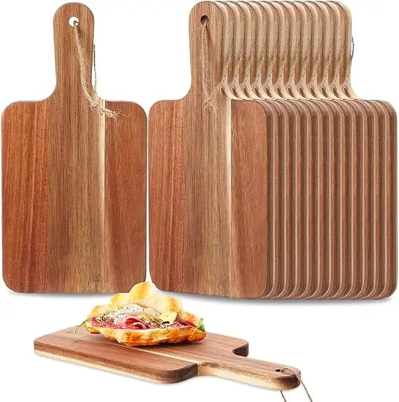 6 pcs acacia wood cutting board with handle,12 inch wooden boards for kitchen,small charcuterie boards,acacia bo