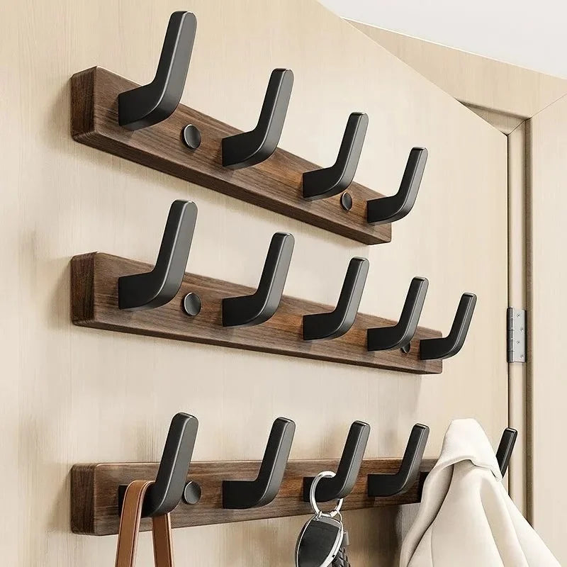Spanish style walnut wooden hooks fitting room hanging clothes hats dress rack entrance door bedroom hangers wall