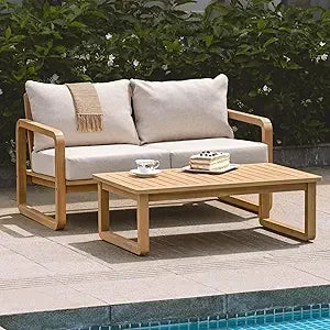 Rocking chairs design heavy duty 400lbs capacity wood patio bistro set 3 piece outdoor - beige with coffee ta / united