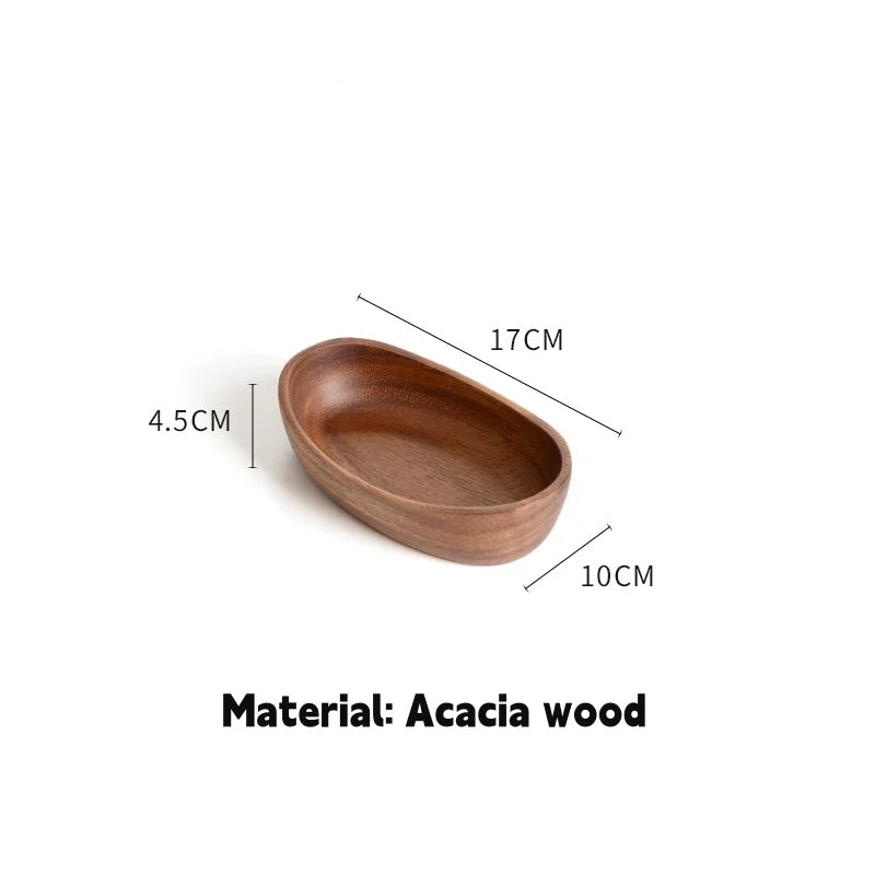 Walnut wood boat shaped bowl creative salad fruit mandarin duck plate dishes mixing dough bowls food bread tray - 17cm