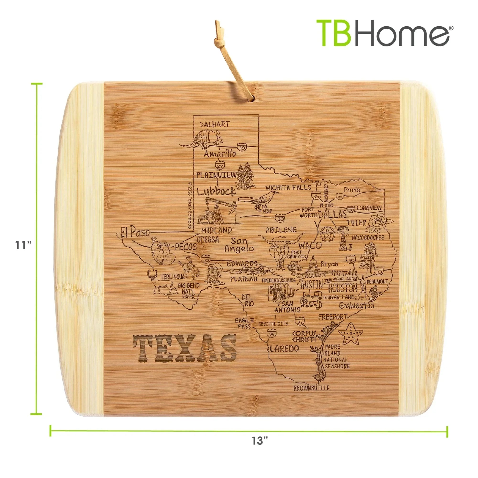 2-pack texas state bamboo cutting board 13x11 inch charcuterie serving platter for entertaining - united states