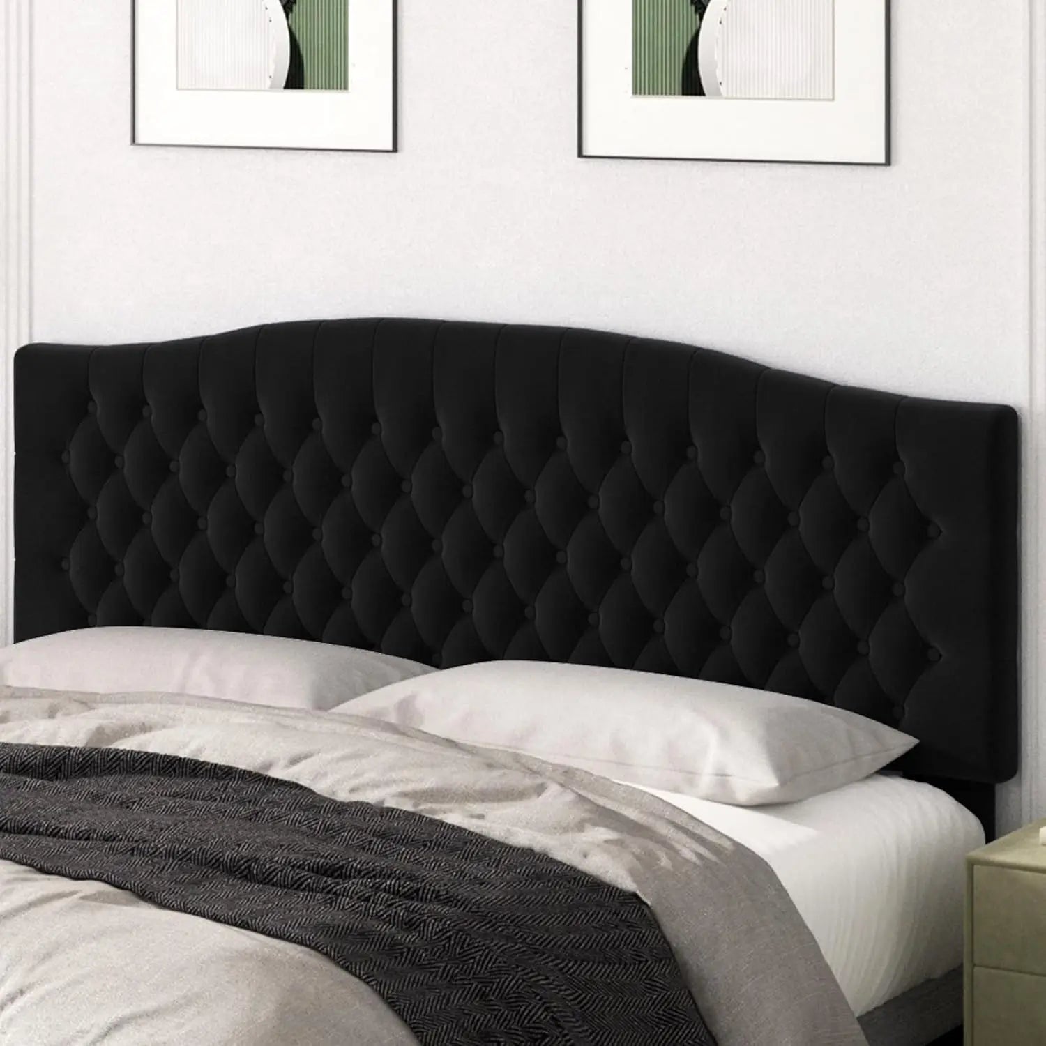 Headboard only upholstered king size for adjustable bed linen tufted wall mounted head board with solid wood leg