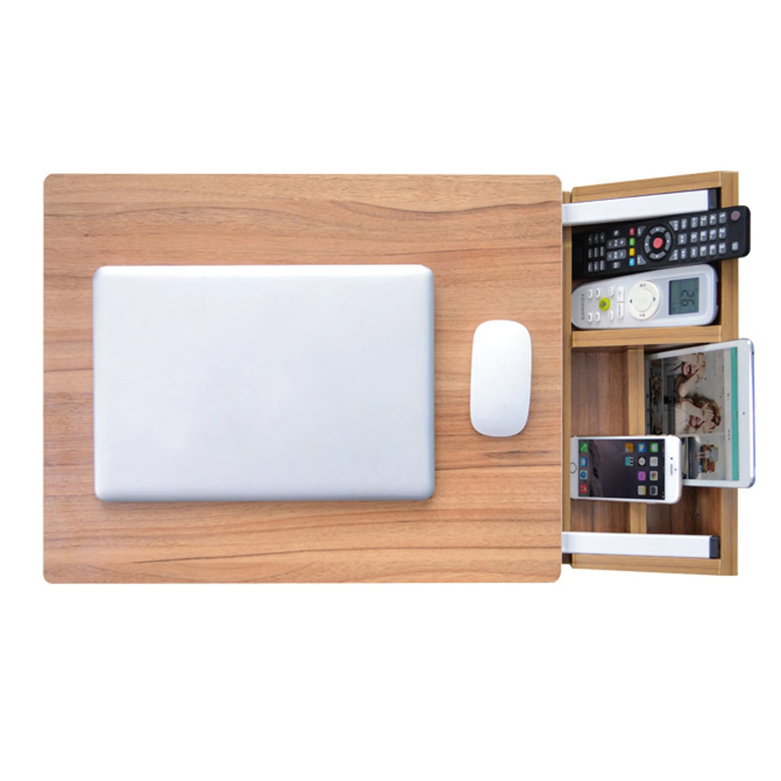 C shaped end table adjustable height wooden side with storage mobile couch wheels for living room bedroom - united