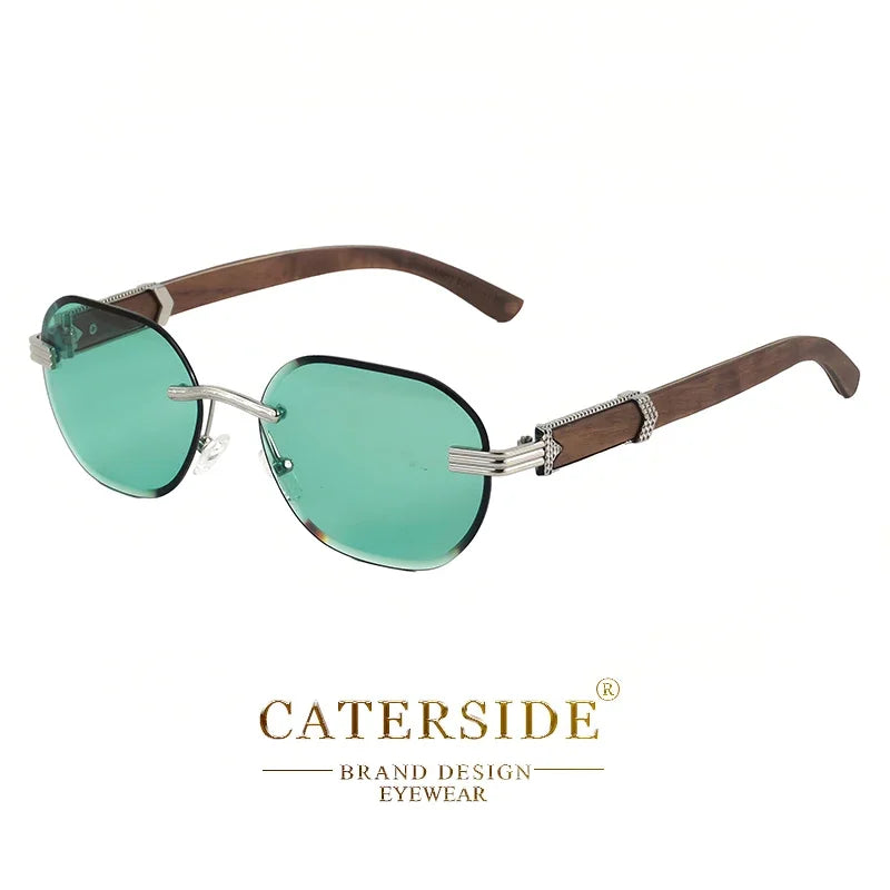 Caterside new natural solid wooden sunglasses men boundless round fashion sun glasses women party business outdoor