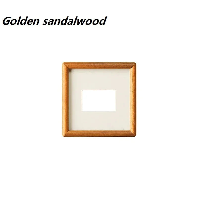 Solid wood round corner picture frame walnut and golden sandalwood minimalist design tabletop home decor - 11.7x11.7cm-b