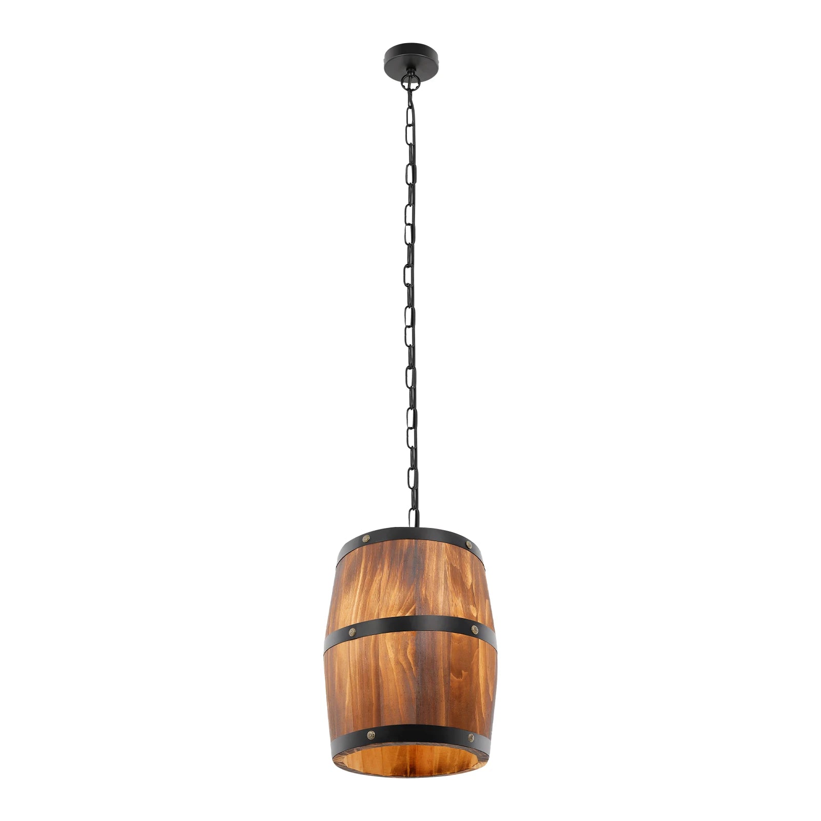 Retro wood wine-barrel pendant light e26 country loft hanging lamp industrial ceiling mounted chandelier for bar cafe