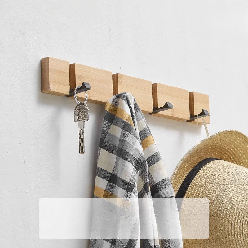 Hole-free invisible hook wall-mounted entrance door folding coat clothes hanging rack into the bathroom row key hooks