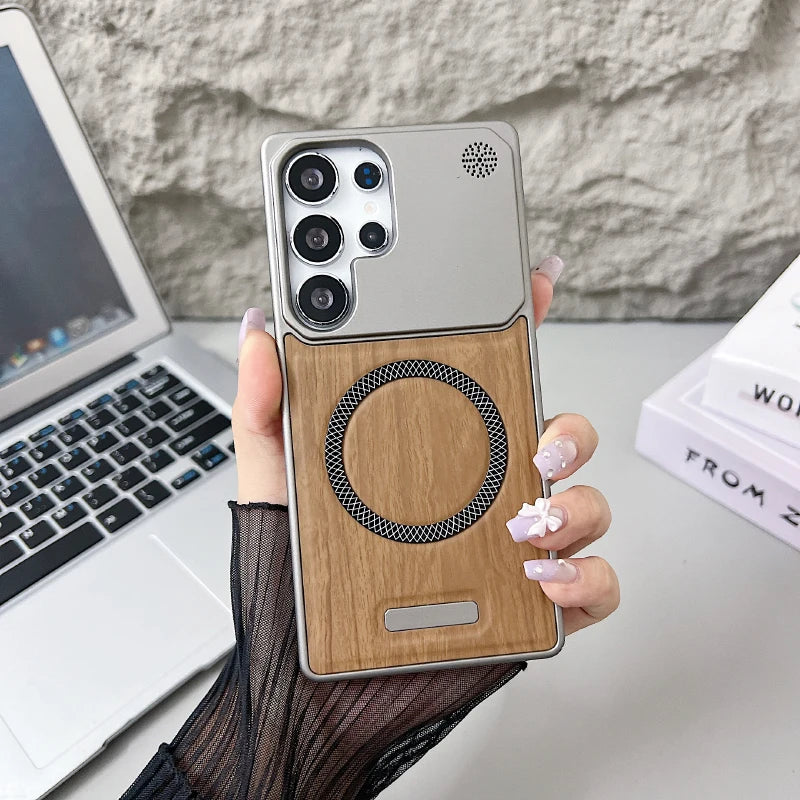 For magsafe magnetic luxury solid color wood grain not bordered aromatherapy phone case samsung s25 ultra s23 s24
