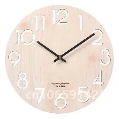 Nordic retro wooden wall clock corridor living room decoration solid wood quiet clocks hanging watch cafe store home