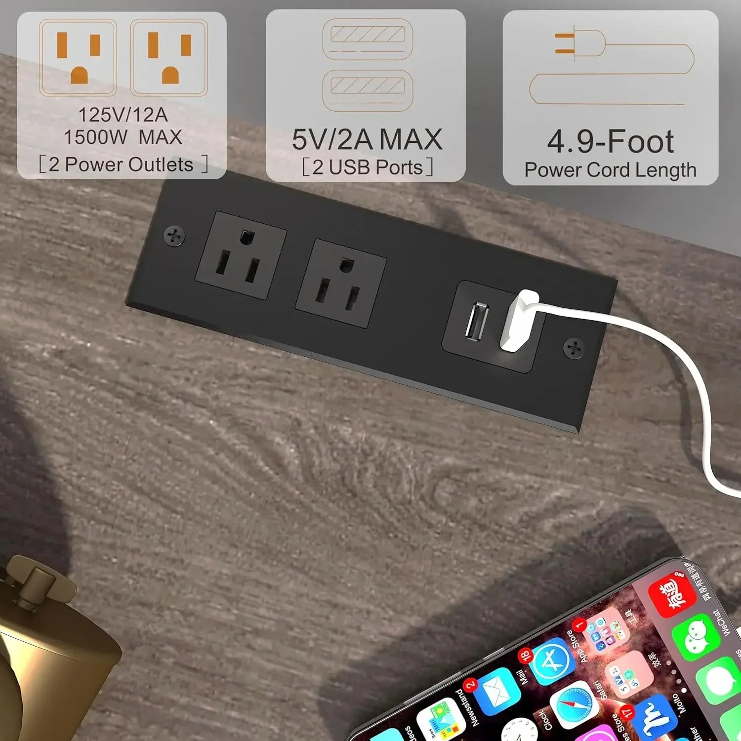 Charging station bedside tables oak grey end table side with 2 tiers storage space for bedroom living room mlbz07ge