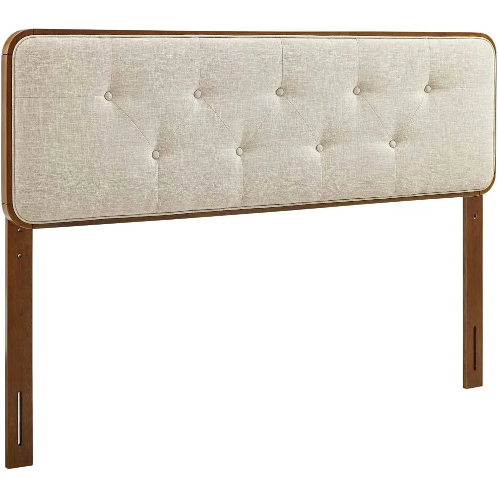 Walnut beige tufted queen headboard with fabric and wood collins style - united states