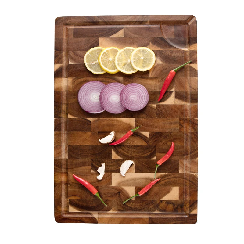 Large acacia wood cutting board with juice groove heavy duty thick wooden chopping for kitchen food-safe blocks